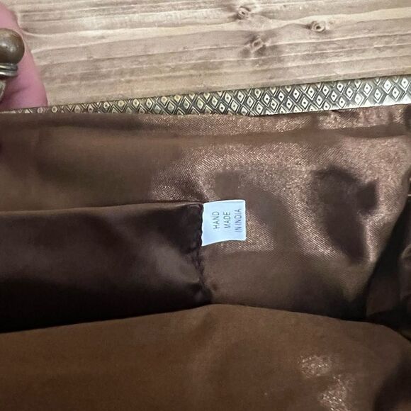 Handmade clutch from India snake print chain strap beaded boho - Picture 5 of 6